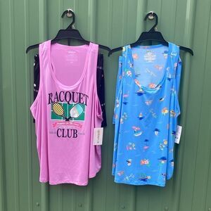 Women's Ultra Soft Print Tank Top and Shorts Pajama Lounge Sleep Sets 2-Pack XL